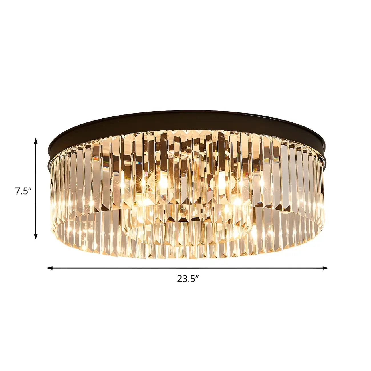 Plafonnier moderne à grand cristal noir encastré