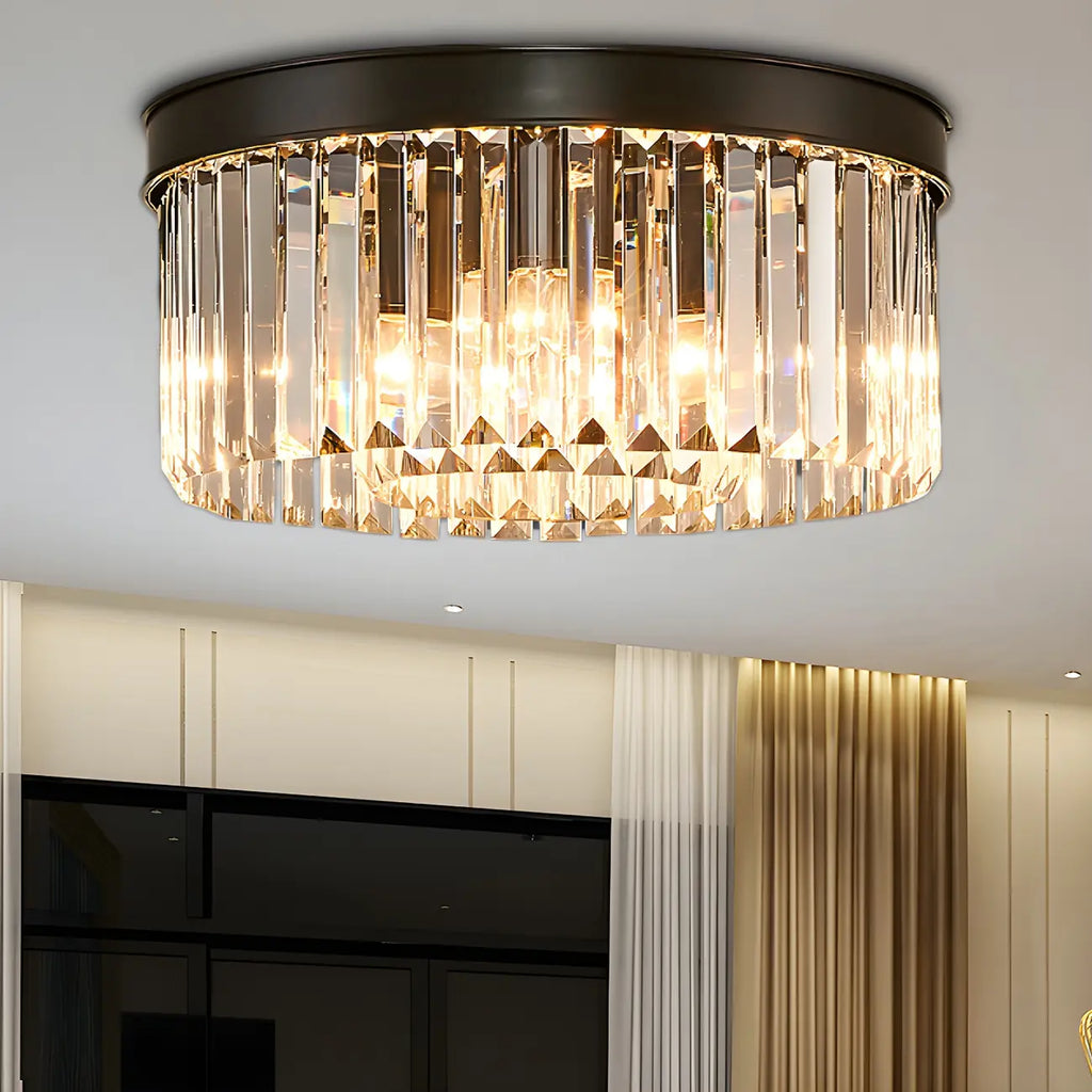 Plafonnier moderne à grand cristal noir encastré
