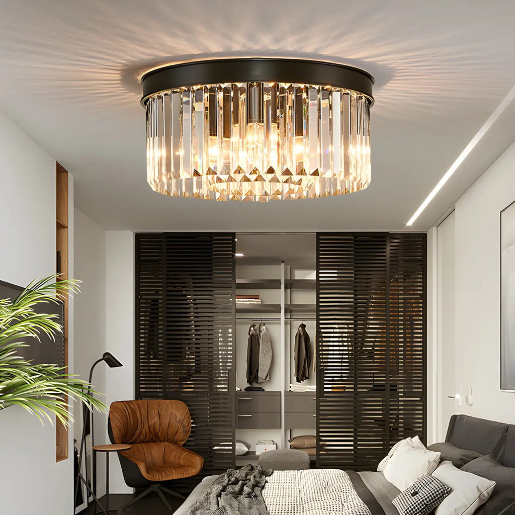 Plafonnier moderne à grand cristal noir encastré