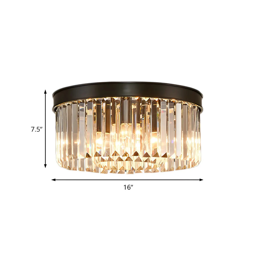 Plafonnier moderne à grand cristal noir encastré