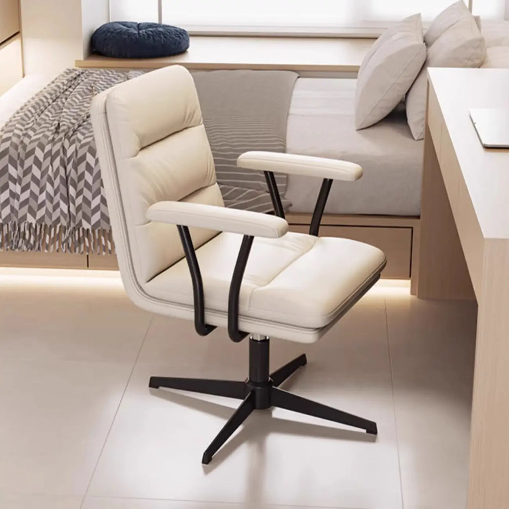 Fauteuil de bureau pivotant ergonomique élégant en cuir blanc