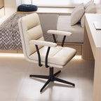 Fauteuil de bureau pivotant ergonomique élégant en cuir blanc