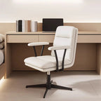 Fauteuil de bureau pivotant ergonomique élégant en cuir blanc
