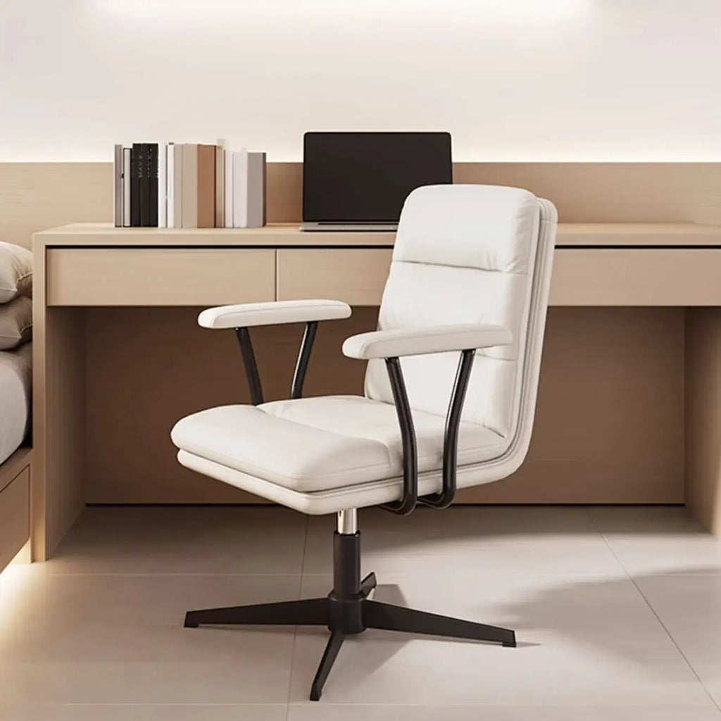 Fauteuil de bureau pivotant ergonomique élégant en cuir blanc