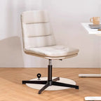 Fauteuil de bureau pivotant ergonomique élégant en cuir blanc