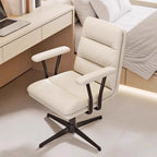 Fauteuil de bureau pivotant ergonomique élégant en cuir blanc