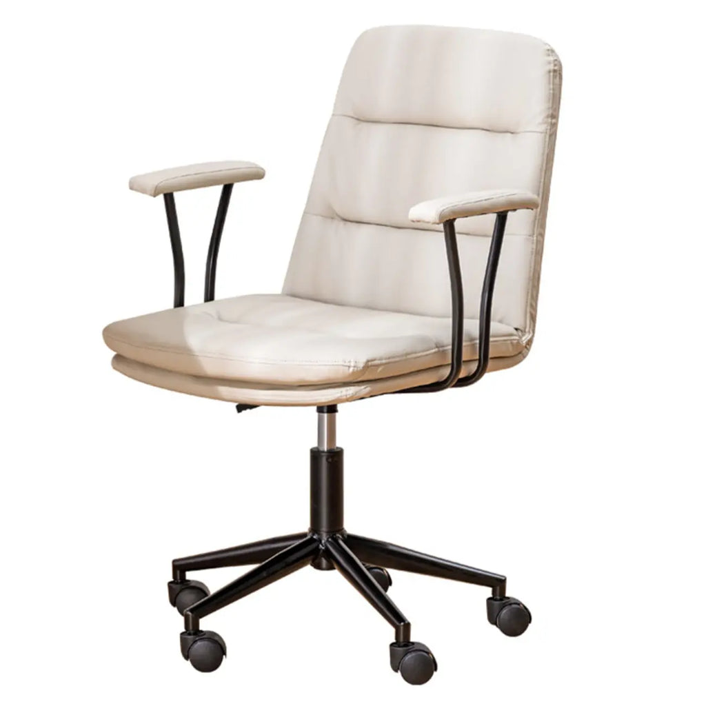 Fauteuil de bureau pivotant ergonomique élégant en cuir blanc