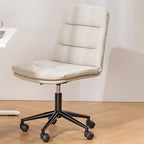 Fauteuil de bureau pivotant ergonomique élégant en cuir blanc