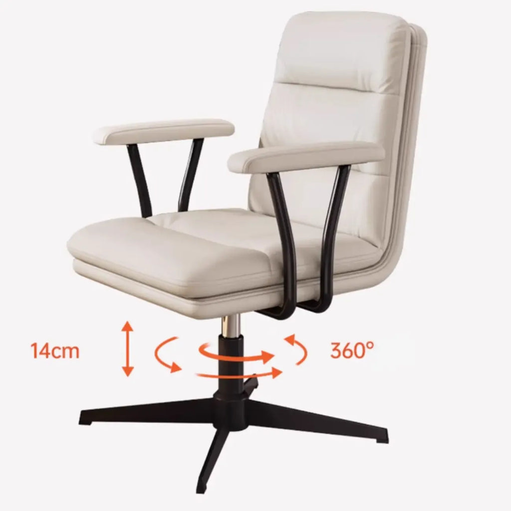 Fauteuil de bureau pivotant ergonomique élégant en cuir blanc