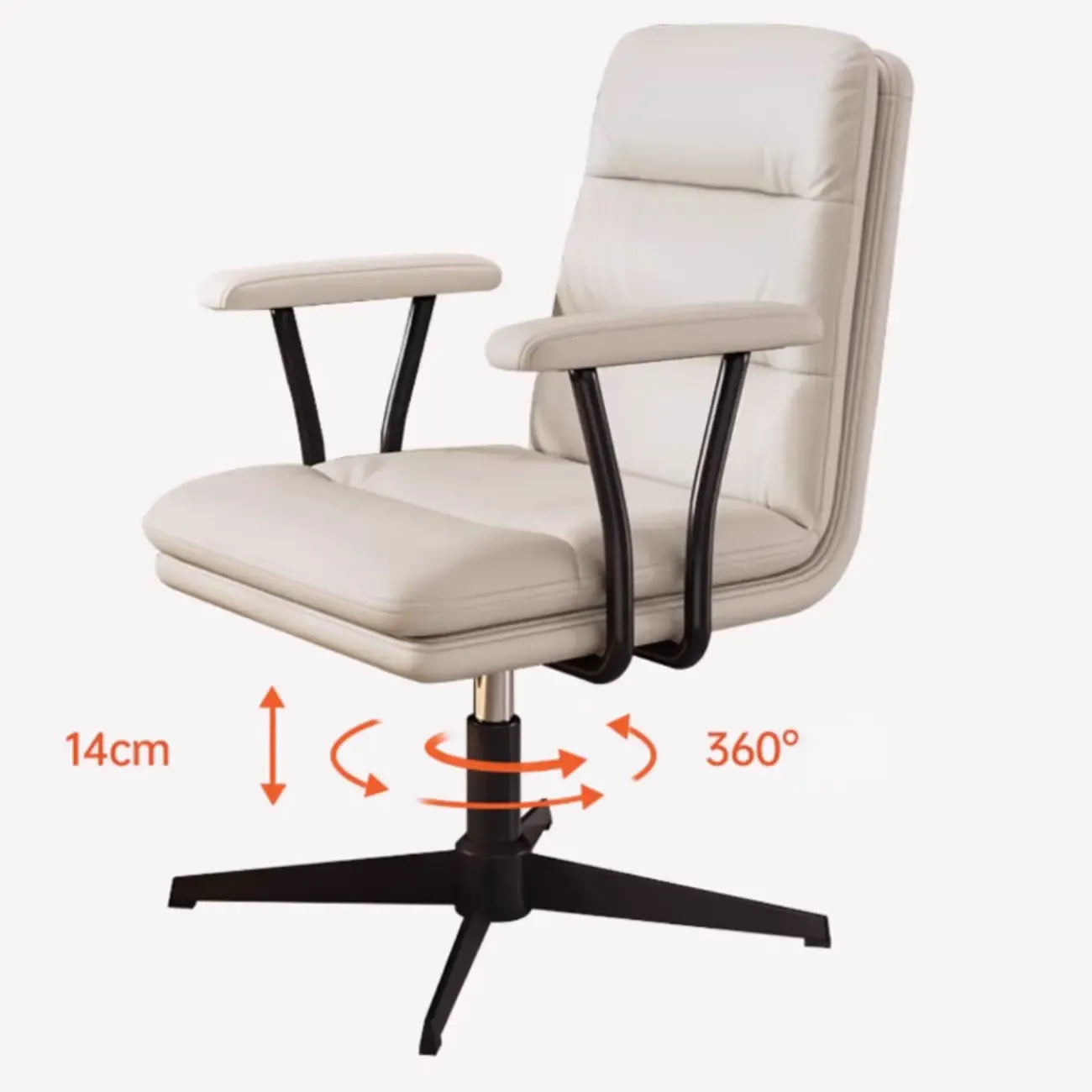Fauteuil de bureau pivotant ergonomique élégant en cuir blanc