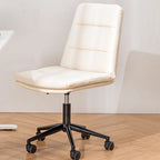 Fauteuil de bureau pivotant ergonomique élégant en cuir blanc