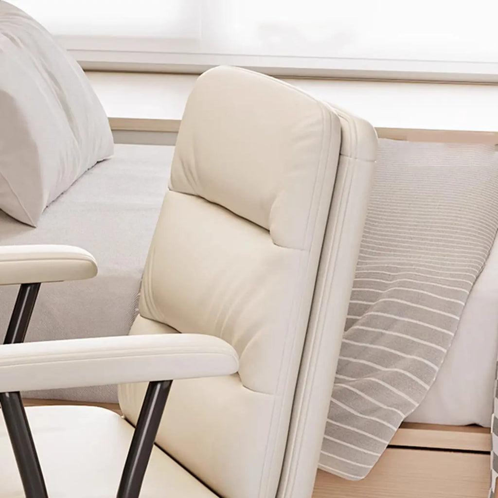 Fauteuil de bureau pivotant ergonomique élégant en cuir blanc