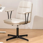 Fauteuil de bureau pivotant ergonomique élégant en cuir blanc