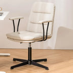 Fauteuil de bureau pivotant ergonomique élégant en cuir blanc