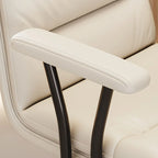 Fauteuil de bureau pivotant ergonomique élégant en cuir blanc