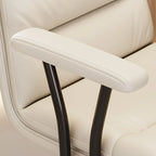 Fauteuil de bureau pivotant ergonomique élégant en cuir blanc