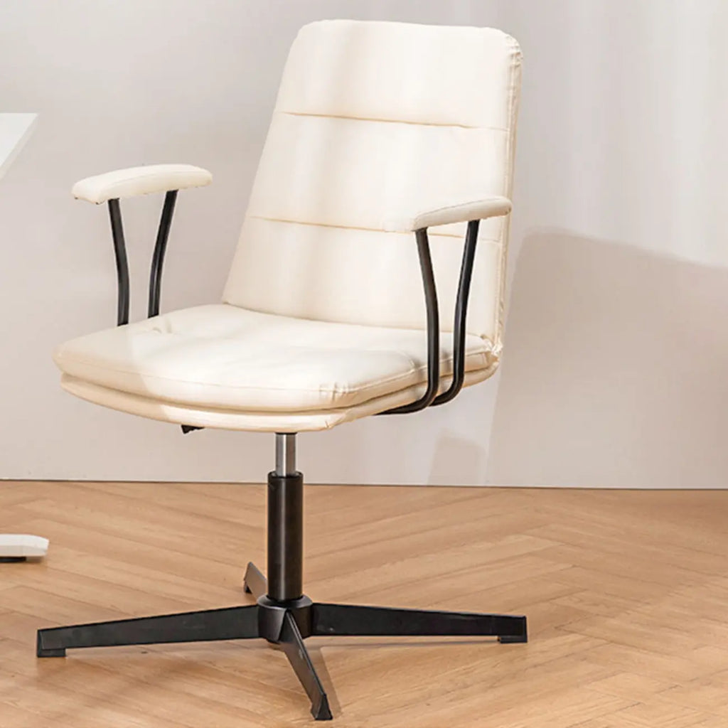 Fauteuil de bureau pivotant ergonomique élégant en cuir blanc