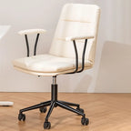 Fauteuil de bureau pivotant ergonomique élégant en cuir blanc
