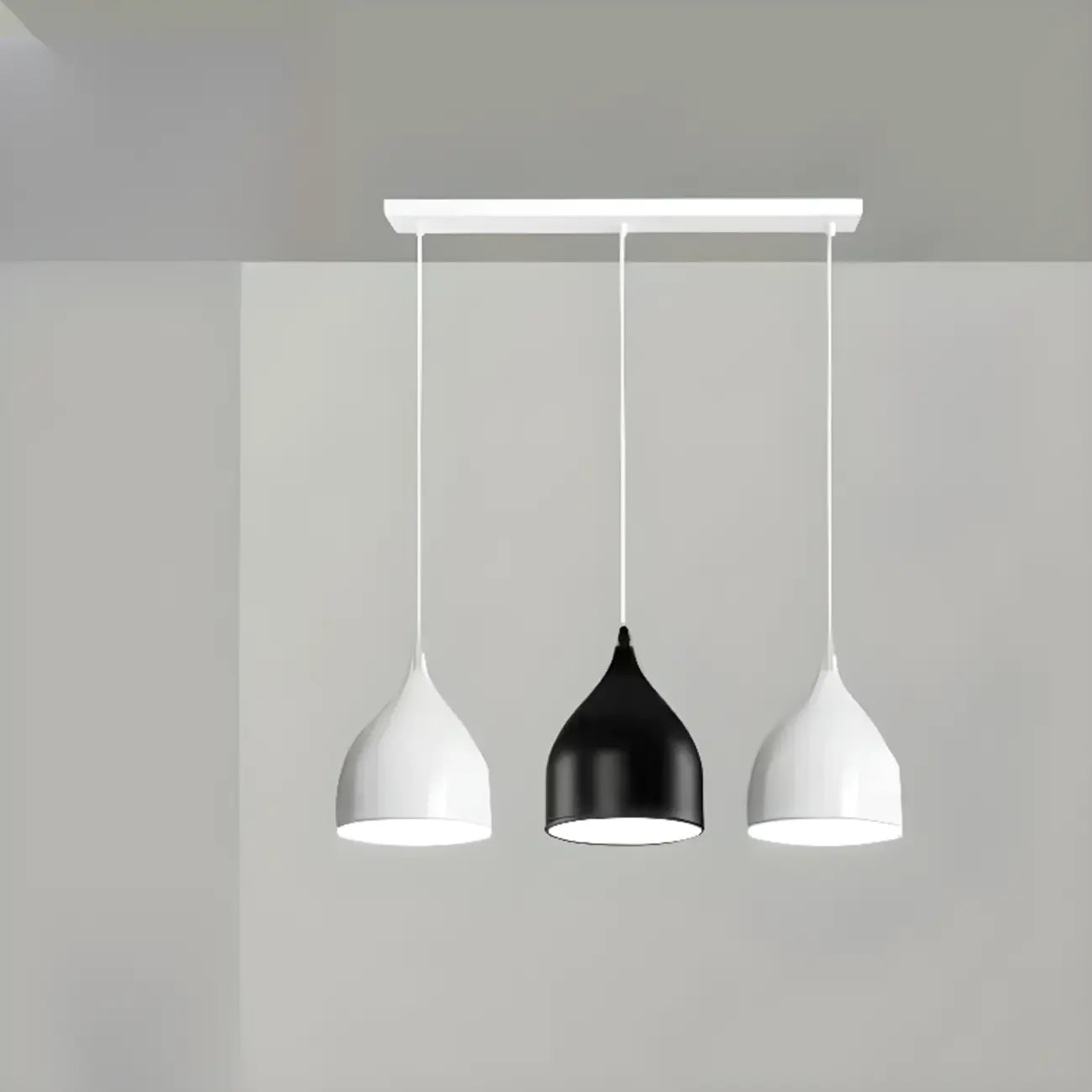 Suspension géométrique moderne en métal ferrugineux à 3 lumières pour cuisine