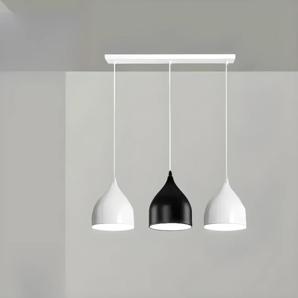 Suspension géométrique moderne en métal ferrugineux à 3 lumières pour cuisine