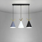Suspension géométrique moderne en métal ferrugineux à 3 lumières pour cuisine