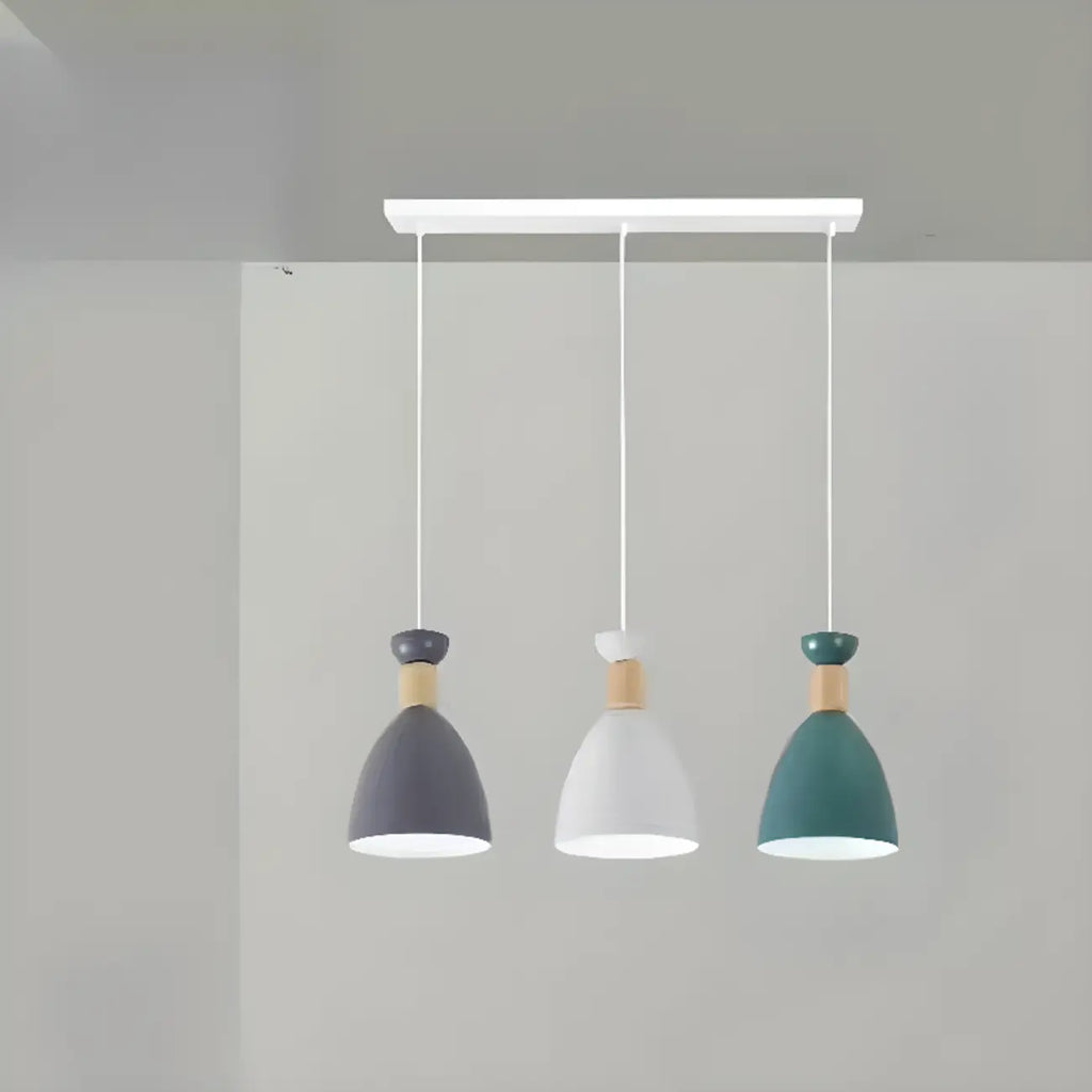 Suspension géométrique moderne en métal ferrugineux à 3 lumières pour cuisine