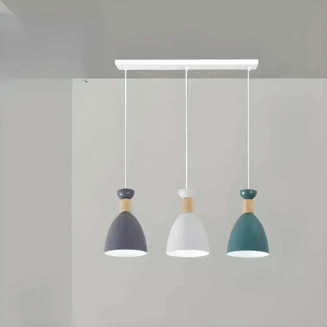 Suspension géométrique moderne en métal ferrugineux à 3 lumières pour cuisine