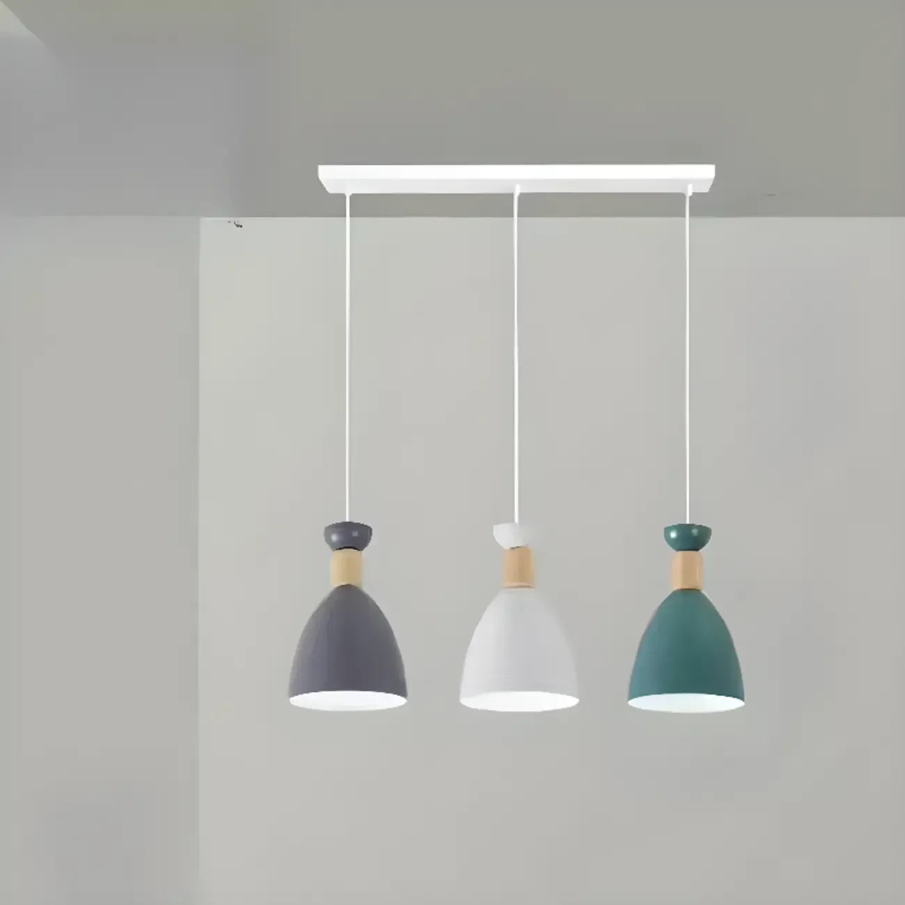 Suspension géométrique moderne en métal ferrugineux à 3 lumières pour cuisine