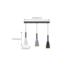 Suspension géométrique moderne en métal ferrugineux à 3 lumières pour cuisine
