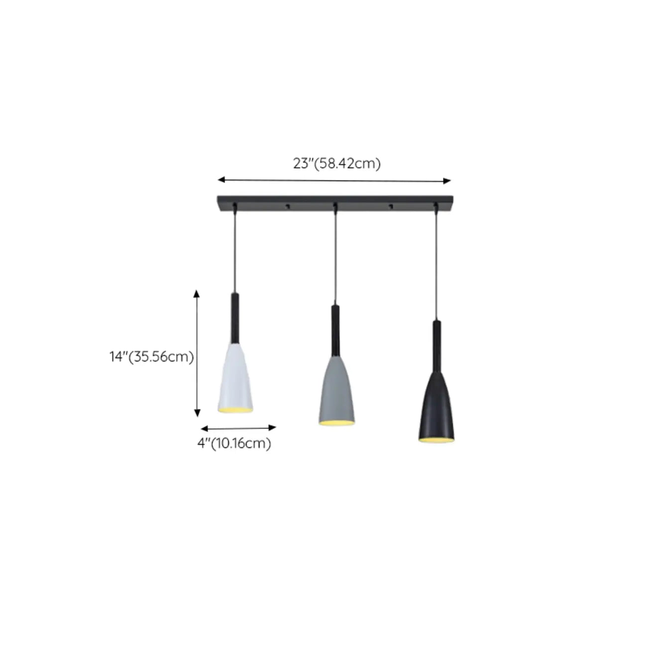 Suspension géométrique moderne en métal ferrugineux à 3 lumières pour cuisine