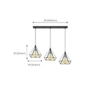 Suspension géométrique moderne en métal ferrugineux à 3 lumières pour cuisine