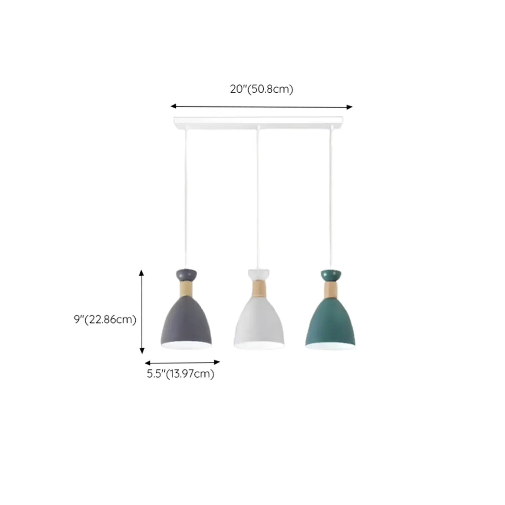 Suspension géométrique moderne en métal ferrugineux à 3 lumières pour cuisine
