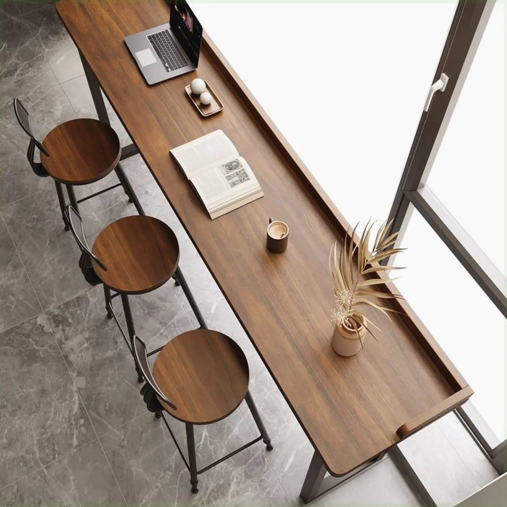 Tables de bar modernes avec plateau en bois et fer brun