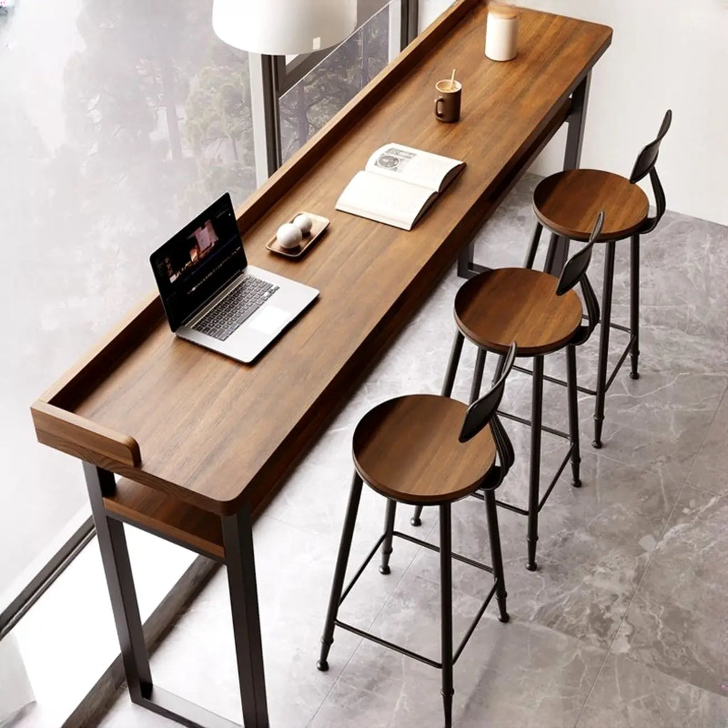 Tables de bar modernes avec plateau en bois et fer brun