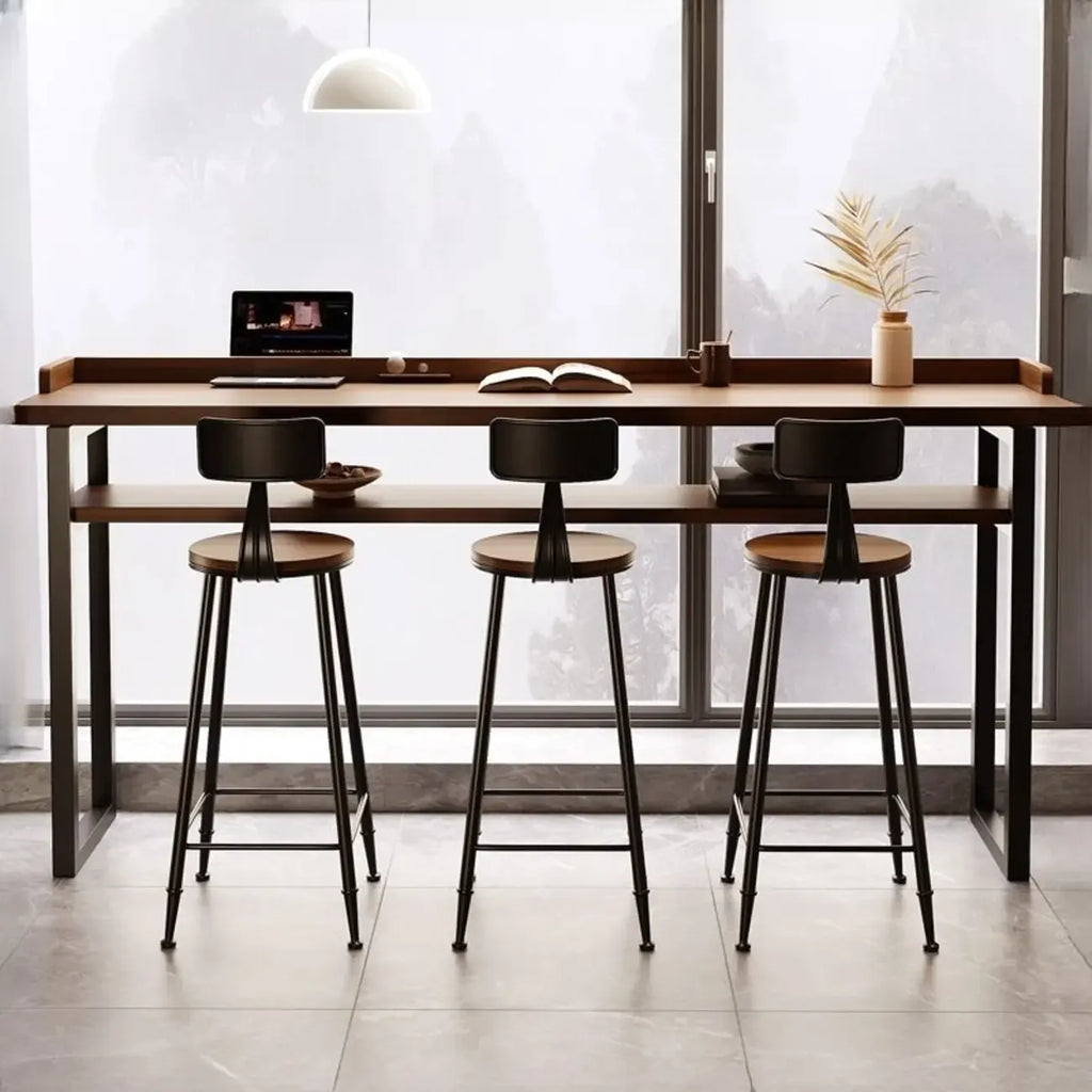 Tables de bar modernes avec plateau en bois et fer brun