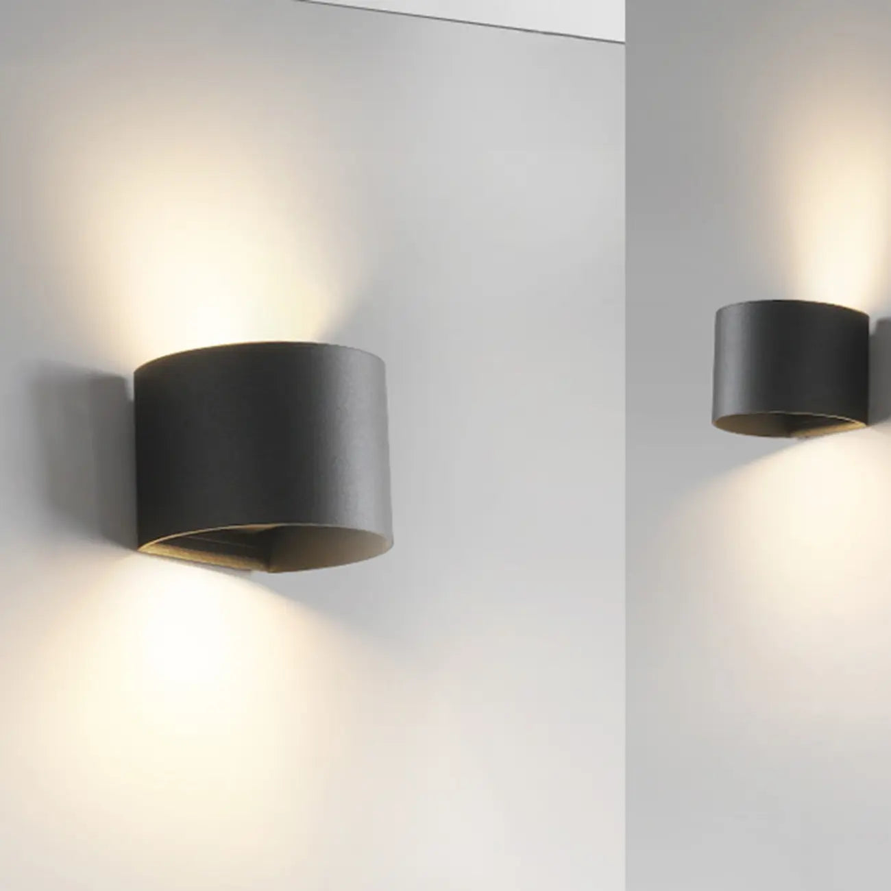 Applique murale moderne en verre noir avec éclairage LED et câblage intégré