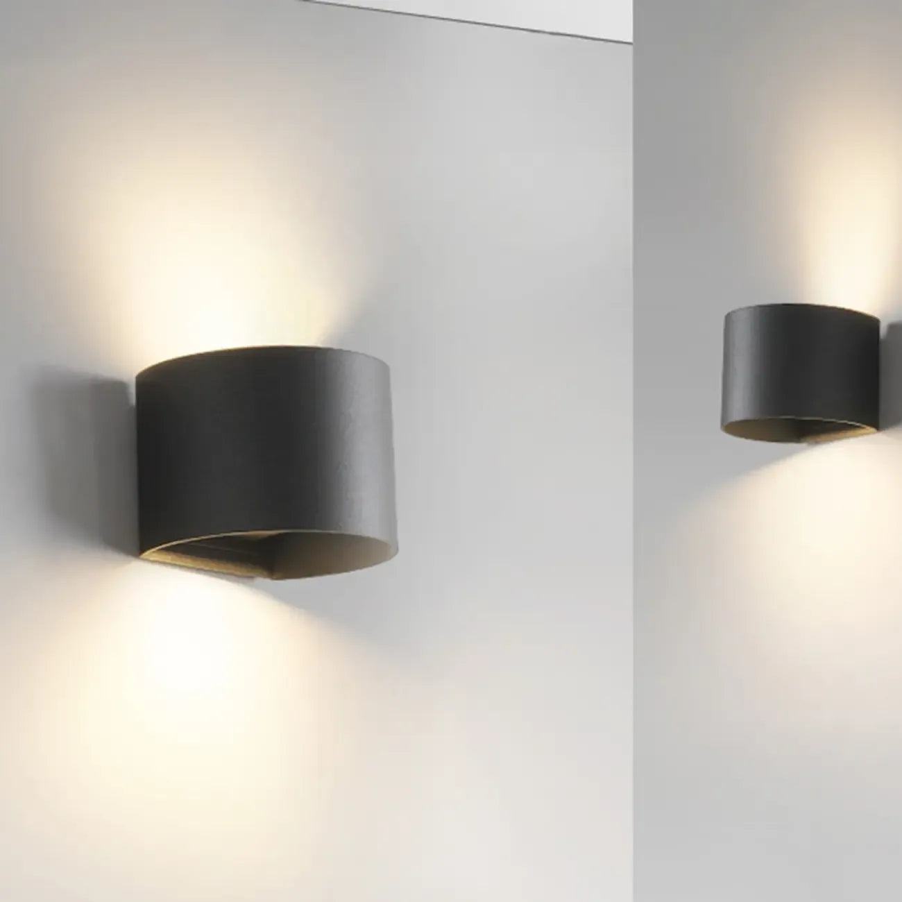 Applique murale moderne en verre noir avec éclairage LED et câblage intégré