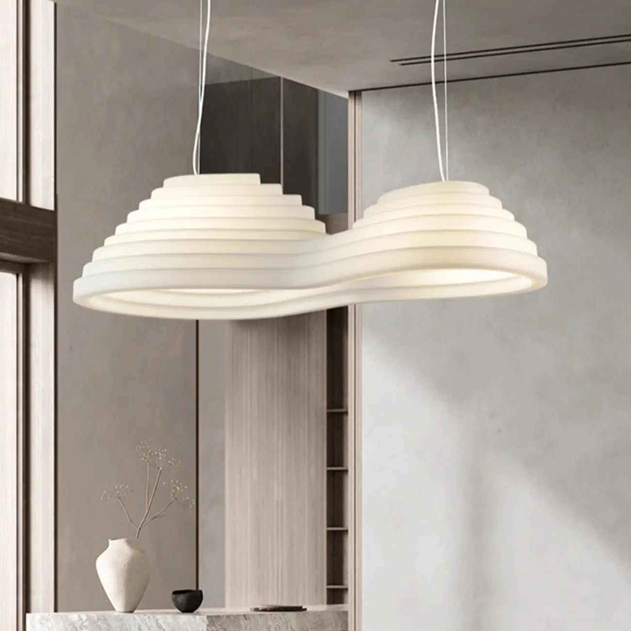 Luminaire îlot de cuisine moderne en métal blanc géométrique géométrique