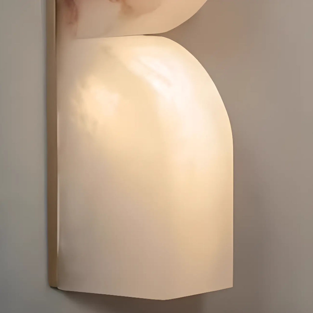 Applique Art Déco ricurva a 2 luci in alabastro massiccio