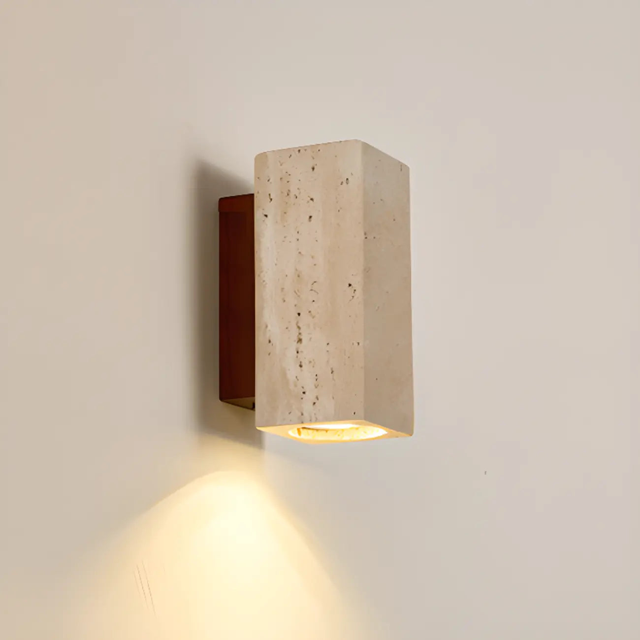 Applique murale cylindrique d'intérieur moderne en pierre beige, câblée