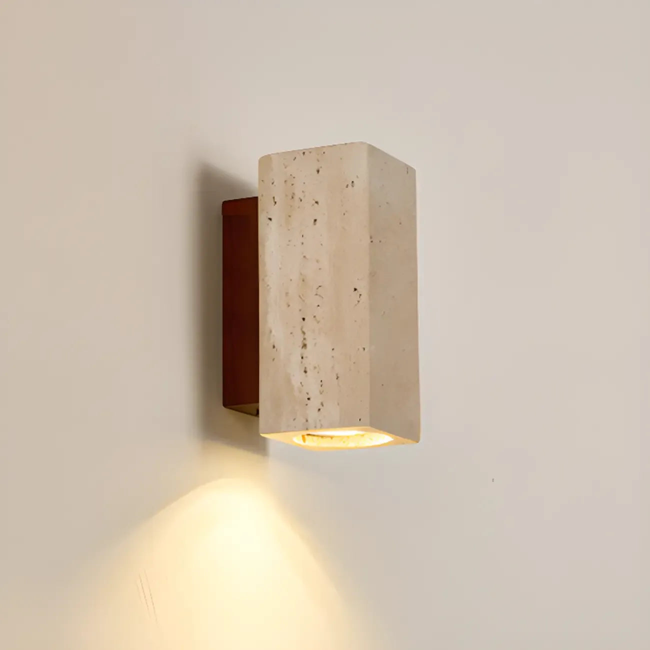 Applique murale cylindrique d'intérieur moderne en pierre beige, câblée