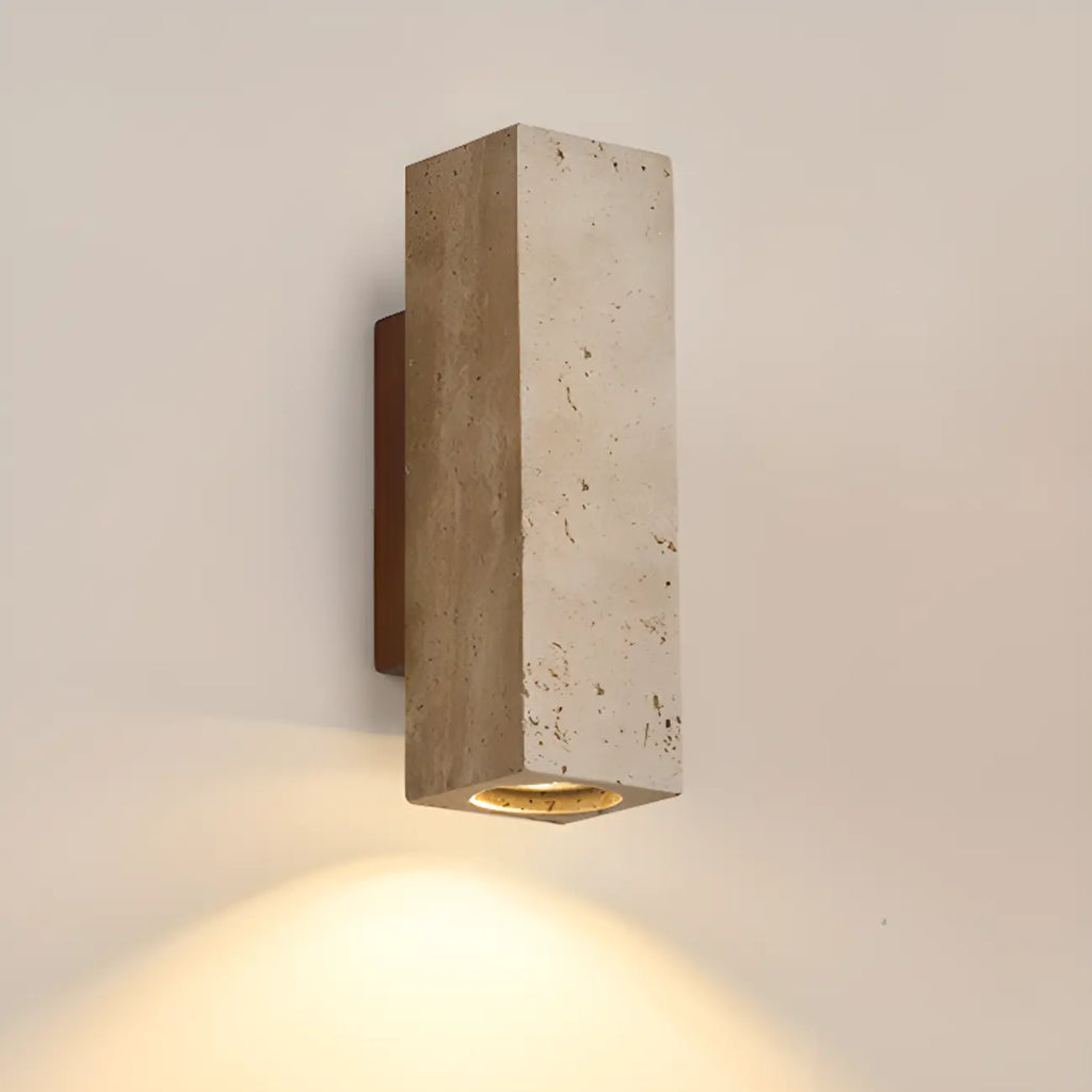 Applique murale cylindrique d'intérieur moderne en pierre beige, câblée