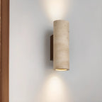 Applique murale cylindrique d'intérieur moderne en pierre beige, câblée