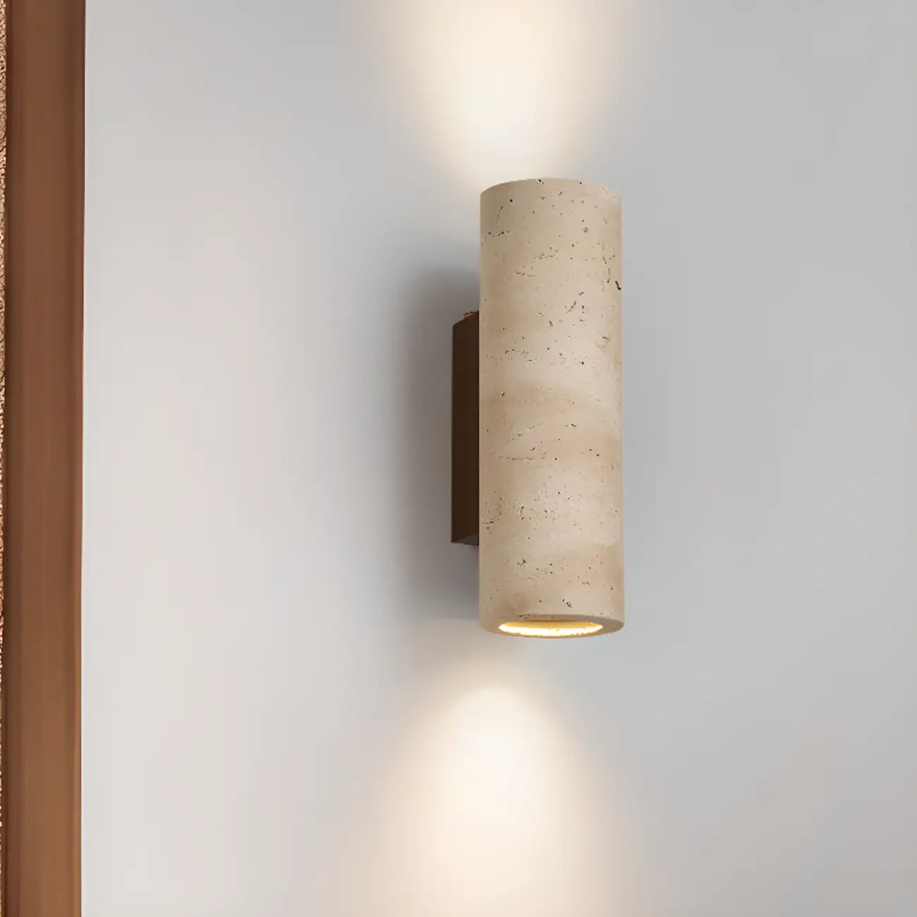 Applique murale cylindrique d'intérieur moderne en pierre beige, câblée