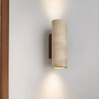 Applique murale cylindrique d'intérieur moderne en pierre beige, câblée