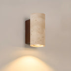 Applique murale cylindrique d'intérieur moderne en pierre beige, câblée
