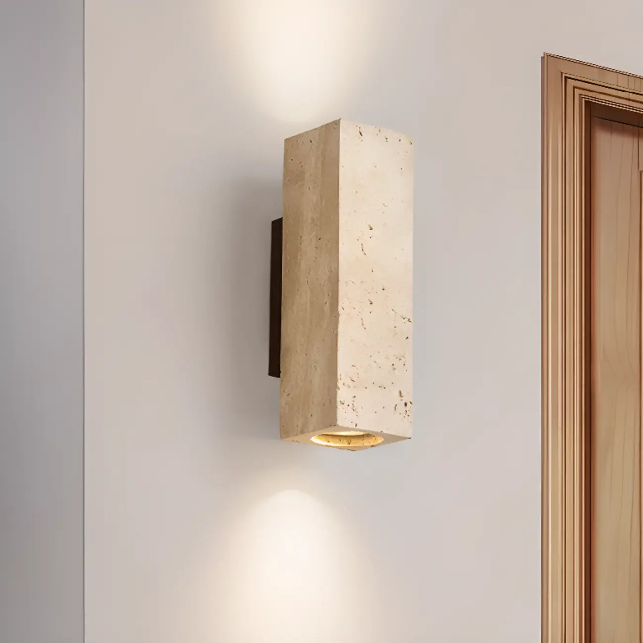 Applique murale cylindrique d'intérieur moderne en pierre beige, câblée