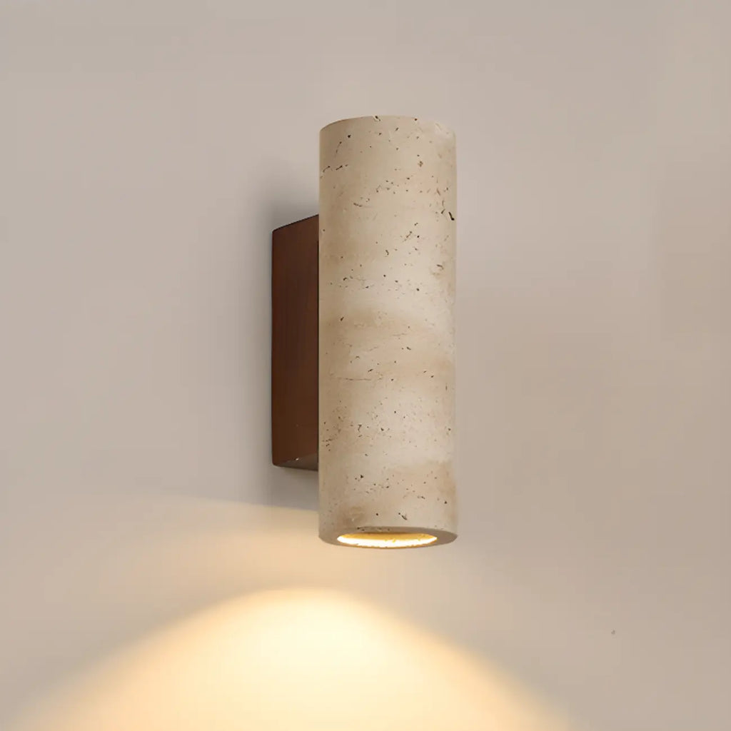 Applique murale cylindrique d'intérieur moderne en pierre beige, câblée