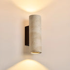 Applique murale cylindrique d'intérieur moderne en pierre beige, câblée