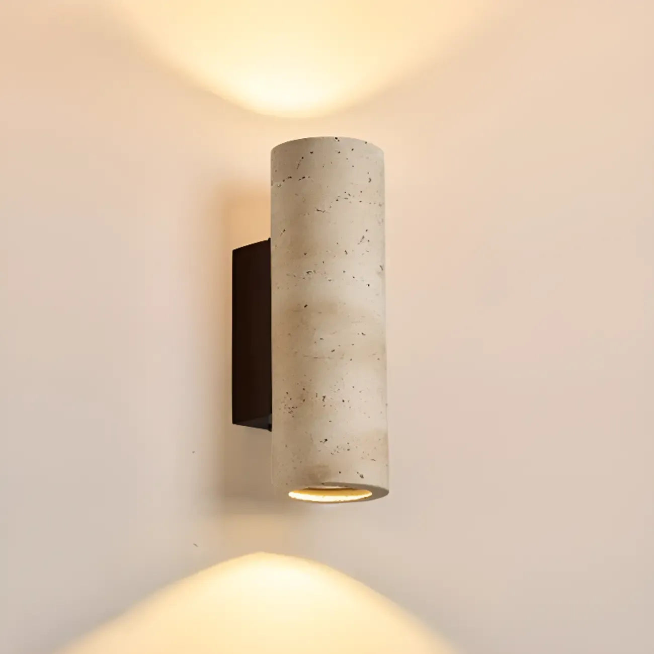 Applique murale cylindrique d'intérieur moderne en pierre beige, câblée
